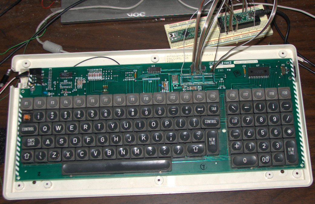 Wired up keyboard to breadboard Teensy++ for testing.