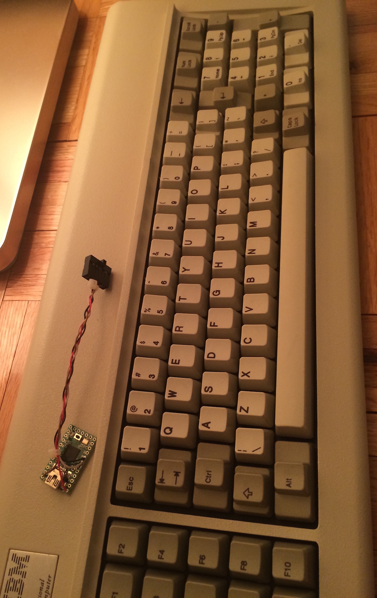 The assembled keyboard with the Teensy