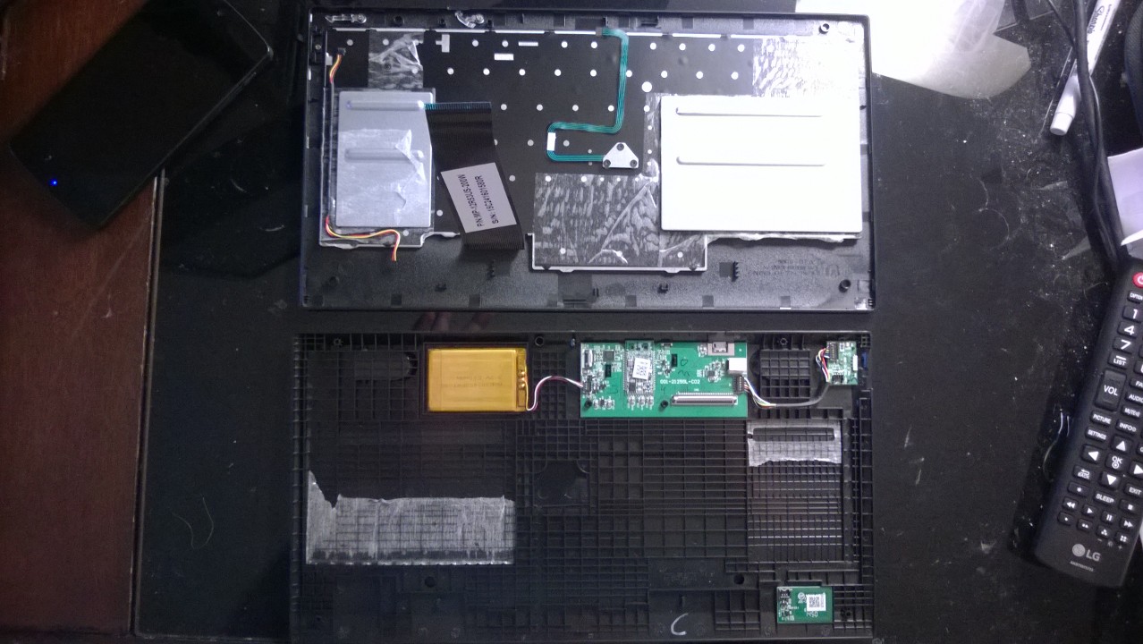 Keyboard module unplugged and flipped out of the bottom