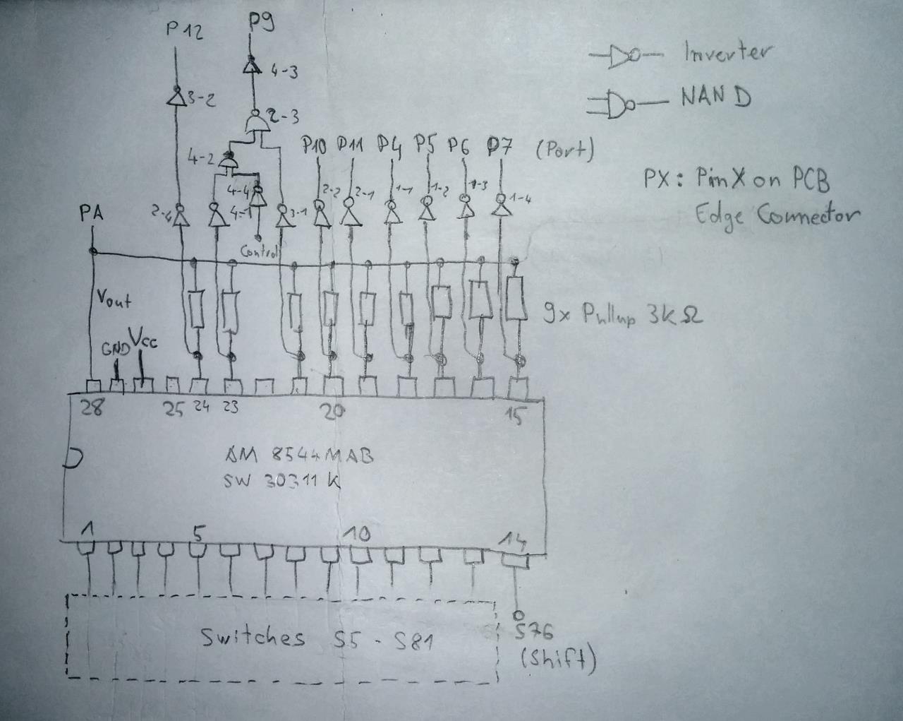 Part of the schematics. Matrix and special key treatment are missing.