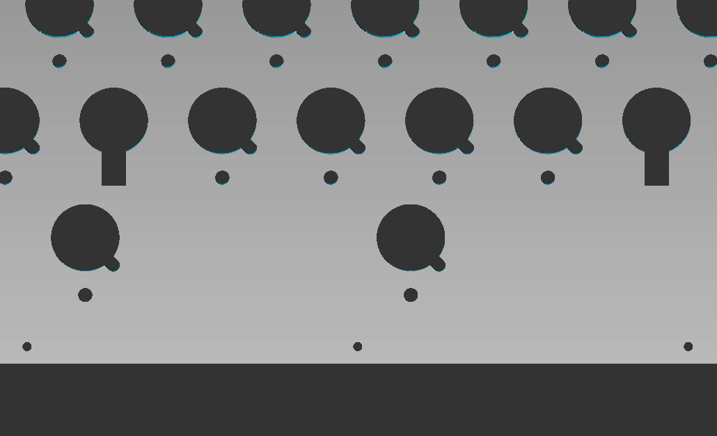 Close up directly above, with the spacebar stabilizer barrel cutouts as well