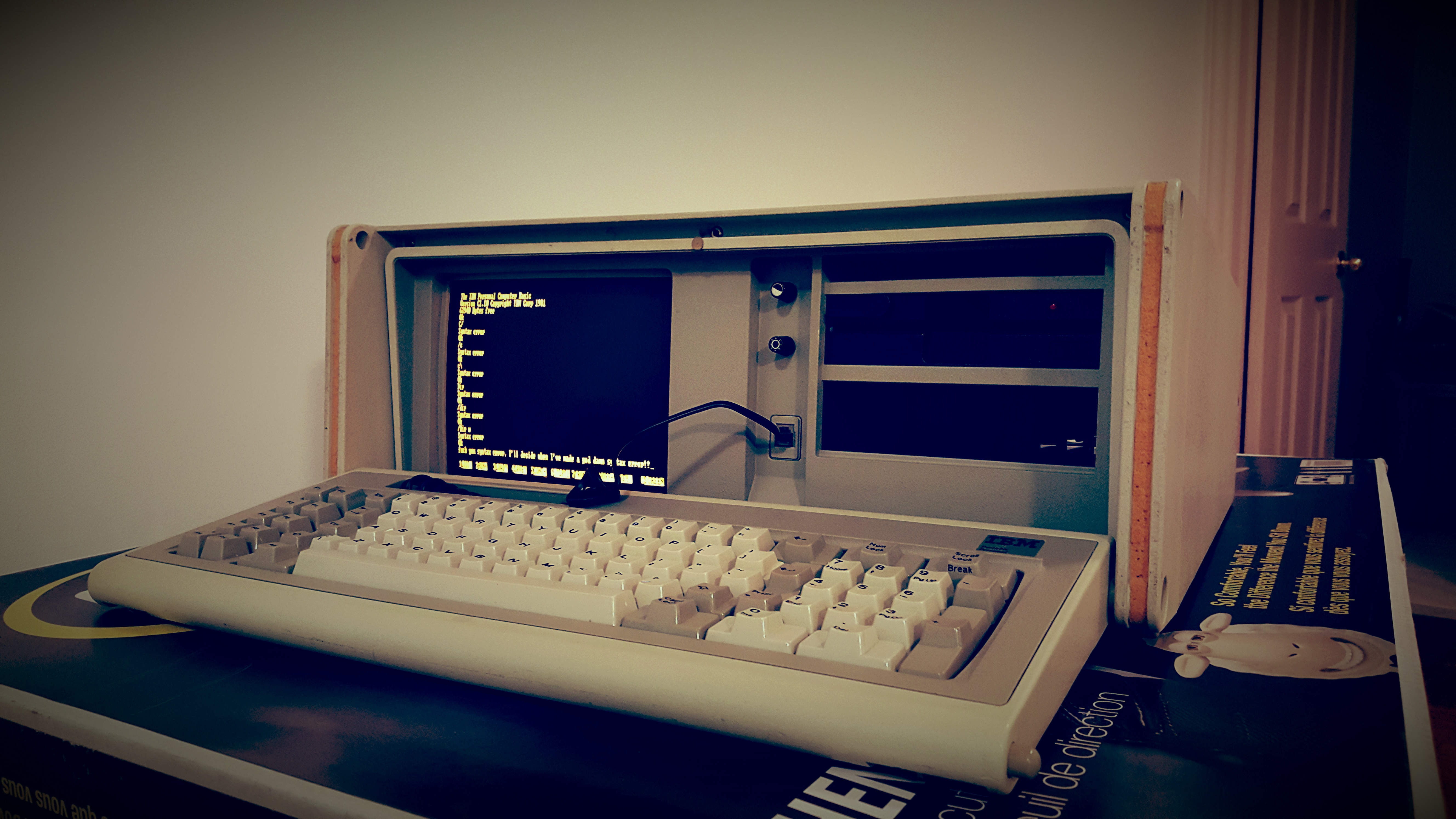 Messing around with the empty basic screen, typing random crap just to hear the F clickies.