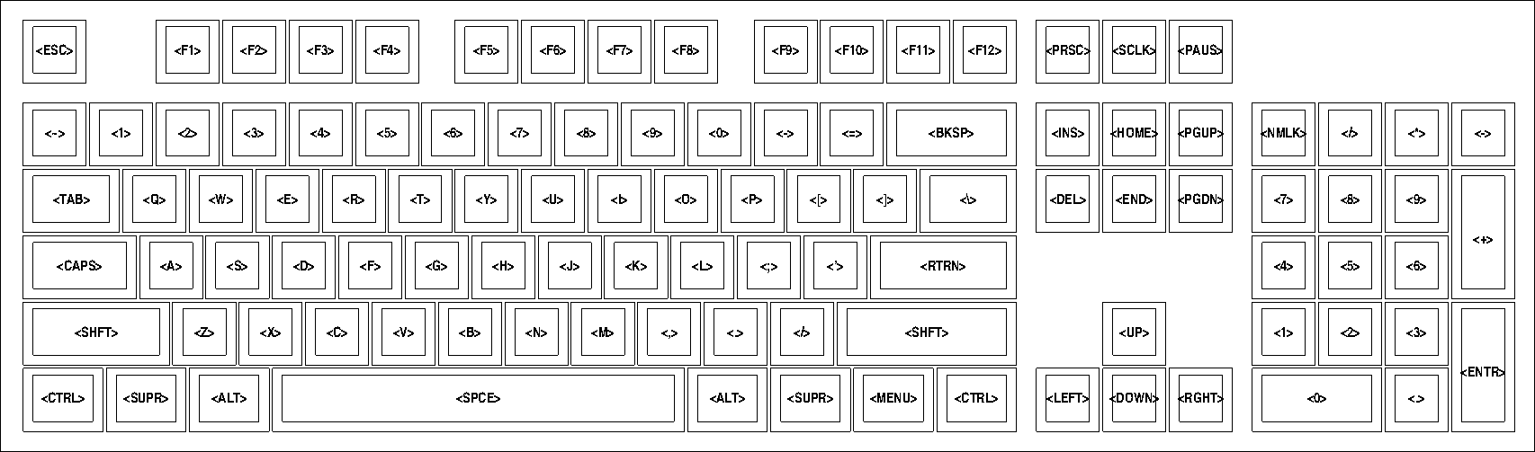 Standard ANSI 104 key layout
