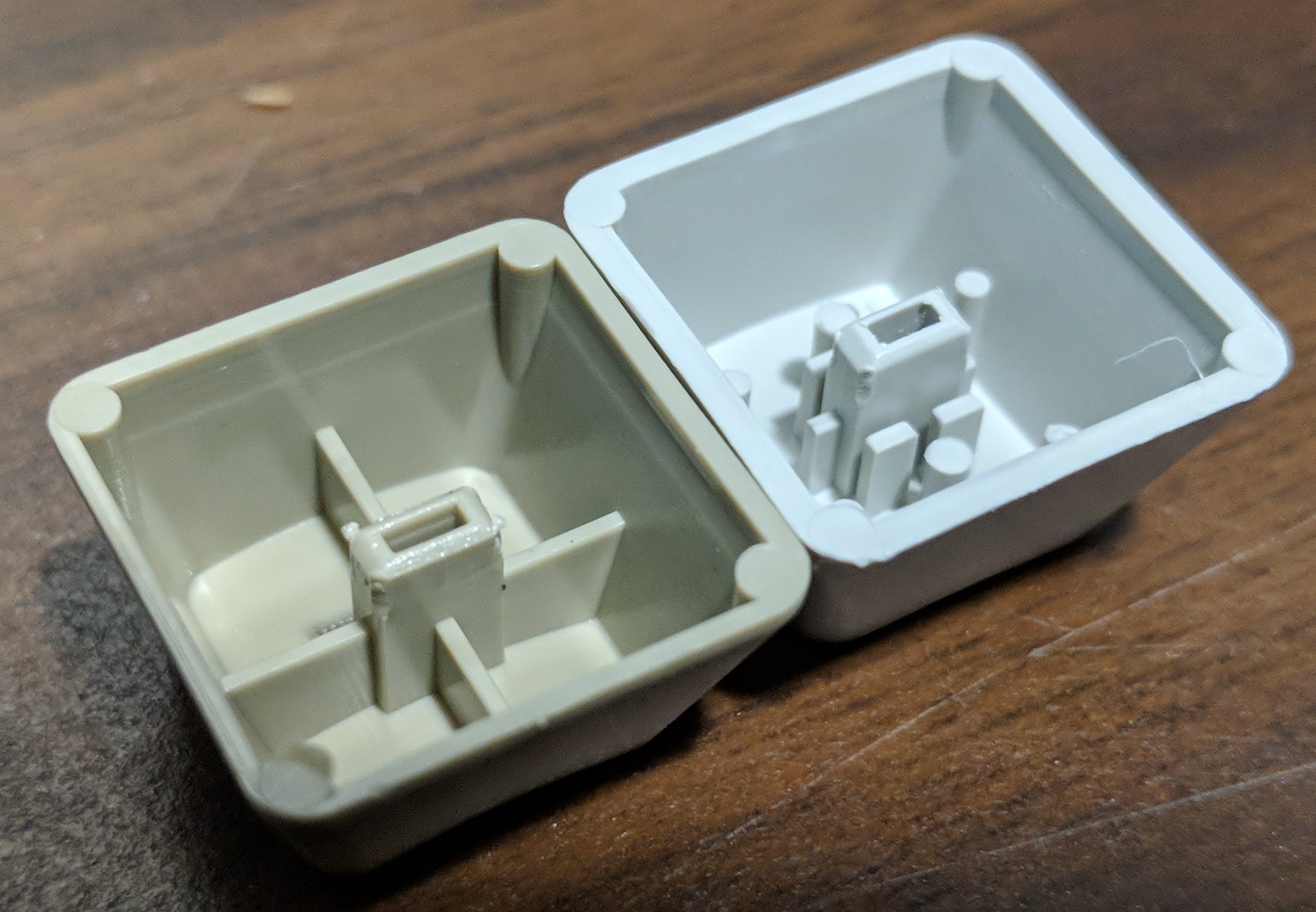 Keycap comparison - Underside 1