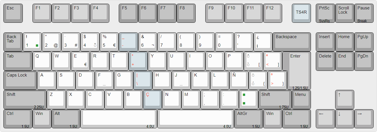 TKL ISO with extra column (Spanish (Spain) layout).