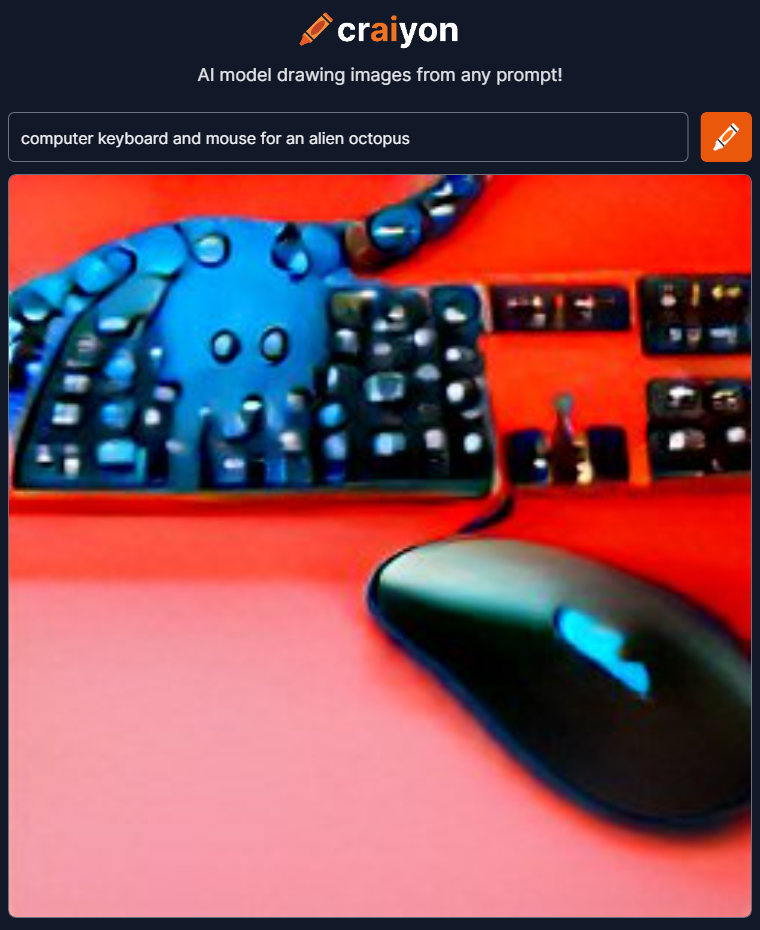 "computer keyboard and mouse for an alien octopus"