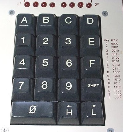5×4 numpad for hex numbers.