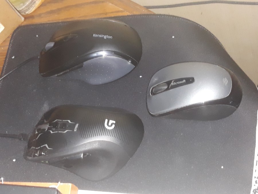 The two mouses I do use, plus a "dwarf" invader.